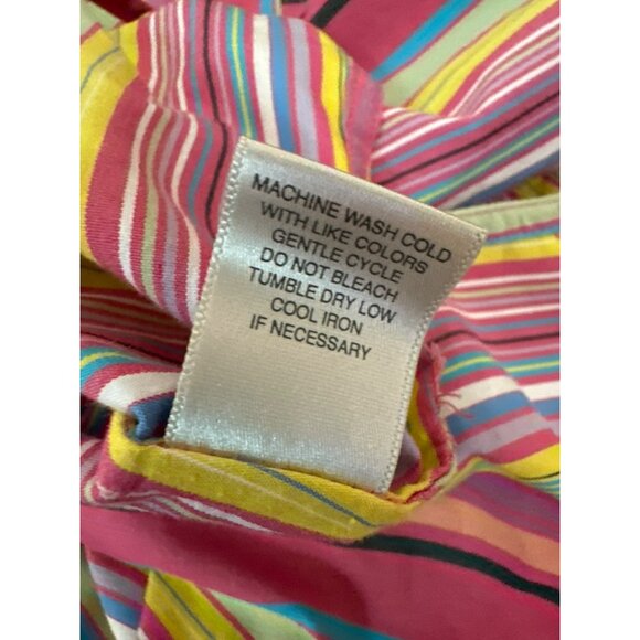Christopher & Banks Womens Multicolor Striped Button-Up Shirt L Stretch Colorful - Picture 5 of 6
